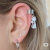 Сережка кафф Зажим Білий котик. Без проколу